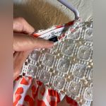 Coral White Pink Leopard Print Blouse sz M crochet flowy colorful bell sleeve Orange Size M Photo 1