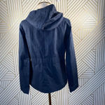 Theory  Olia Hooded Belted Jacket‎ in Navy Blue Photo 6