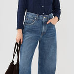 Clare V Womens Le Tux Swiss Dots Pintuck Bib Blouse Blue Sz XS NWT Preppy Photo 0