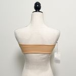 Koru Swimwear Tan Nude White Bandeau Bikini Top NWT Medium No Padding Swirl Bow Photo 4