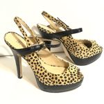 INC International Mariela Leopard Print Slingback Heels in Tan Black Size 7 Photo 0