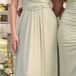 Lulus  Sage Green Convertible Strapless Maxi Dress Formal Wedding Guest Gown Sz S Photo 0