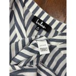 Lulus NEW Womens M Blue White Vertical Stripe Button-Up Tie Front Tunic Top Chic Photo 9