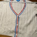 Prince Pickleball Cable Knit Cropped Cardigan in Ivory with stripes size XL White Photo 1
