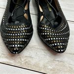 Black Lace Up Leg Wrap Gladiator Leather Ballet Flats Woven Handmade Basketweave Size 9 Photo 1