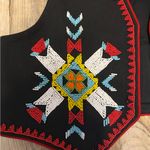 VTG Hairston Roberson Ropa American Beaded Wester Black Denim Vest Size L Photo 1