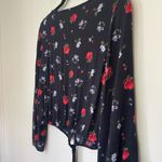 American Eagle Floral Flare Sleeve Tie Knot Cropped Blouse ~ 100% Viscose ~ Sz S Photo 7