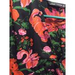 ZARA Dress S Floral Print Mini Deep V Neck Short Sleeve Fit Flare Black Pink Red Photo 5