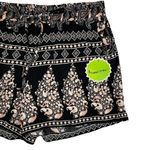 Nordstrom Breeze Ever Loose High Waisted Boho Paisley Print Rayon Shorts Black Large Photo 2
