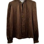 Diane Von Furstenberg  Billow Silk Blend Brown Long Sleeve Top Size 0 Photo 0