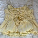 Kirious Butter Yellow Stripped Babydoll Tank Top with Ties Photo 2
