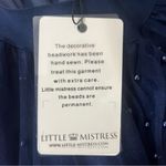 Little Mistress New MIDI Skirt Petite Blue Allover Pearl Embellished Full Size 0 Photo 11