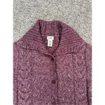 L.L. Bean Vintage Wool Blend Chunky Cable Knit Cardigan Sweater Women’s XL Red Purple Photo 3