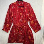 Victoria's Secret Vintage  XS/S Red Floral Silk Robe Tied Pockets Luxury Sexy Y2K Photo 2