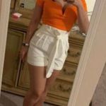 Classy White pleated lightweight shorts with wrap around belt Photo 7