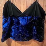 ZARA  Juliette Strappy Blue Sequin on Black Velvet Tank Top Camisole‎ Size Small Photo 13