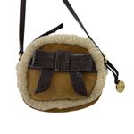 UGG  Sheepskin Crossbody Bag with Leather and Chain Strap Bow Tan Suede Small Photo 12
