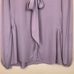 Neiman Marcus Women’s Chiffon Neck Tie Button-Up Lilac Long Sleeve Blouse Photo 2