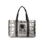 Pajar ‎ Quilted Tote Bag Metallic Silver Lightweight Travel Gym Weekend OS Photo 1