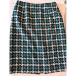 Pendleton Wool Skirt Size 10 Houndstooth Tweed Teal Black Vintage Made in USA Photo 9