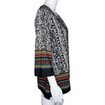 Signature Studio Shirt Womens Small Black White Floral Multi Stripe Tunic Boho Photo 1