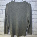 Talbots  Sequin Cardigan Sweater Lambswool Business Casual Career Church Gray Tan Photo 6