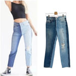 Revice Denim REVICE Two-Tone Yin Yang‎ Distressed Denim High Rise Straight Jeans Size 24 Photo 1