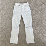 Abercrombie & Fitch  White Ultra High Rise Ankle Straight Jeans Photo 1