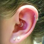 Tiny Heart Stainless Steel Fixed Hoop Black Photo 1