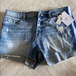 Pistola  Denim Blue & White Side Stripe Shorts Photo 0