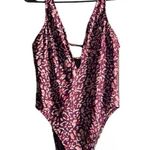 Shade & Shore  Plunge Front Swimsuit Boysenberry Size Large EUC #2482 Photo 2