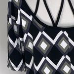 Suzie Black & White Diamond Print Stretchy Short Sleeve Shift Dress XL Photo 7
