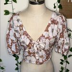 Abercrombie & Fitch Puff Sleeve Floral Cropped Top Photo 1