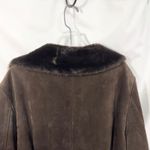 wilson's leather Wilsons XL Leather Coat Shearling Faux‎ Fur Belted Full Zip VTG Jacket Brown F Photo 10