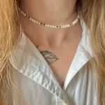 Freshwater Pearl Wire Choker Vintage “Dzia” 15” Rhinestone Crystal Minimal White Photo 6
