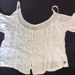 Hollister White off shoulder button up flowy crop top Photo 4