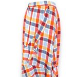 Lane Bryant  Faux-Wrap Ruffle A-Line Maxi Skirt Multicolor Plaid Linen Size 14/16 Photo 5