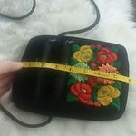 Black Velvet Crossbody With Flower Embroidery Photo 5