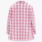 ZARA  Oversized Gingham Print Blazer Jacket Pink/White Size XS NEW Photo 9