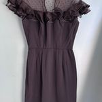 1960s Black Silk Wiggle Dress w/ Swiss Dot Sheer Panel Size M Photo 0