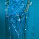 Sister Max Beaded Art Deco 20s Sequin Long Sleeve Dress, Size Large Blue Photo 3