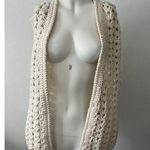 American Vintage Vintage XS 70s sleeveless hand knit granny core boho vest cream boho farm core Photo 0