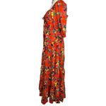 Cara Cara Quinn 100% cotton floral maxi dress cherry bouquet orange size XL Photo 4