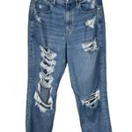 American Eagle  SZ 8 Highest Rise 90s Boyfriend Jeans Distressed Rips Zip-Fly Photo 0