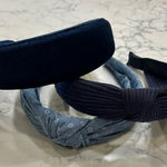 Lot of 3 Blue Headbands Knotted & Thick Velvet Spongey Photo 0