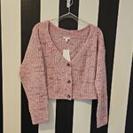 BP Pink Ribbed Button-Up Cardigan Photo 0