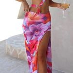 NWT Outcast Elektra Floral Cut Out Side Slit Pink and Purple Maxi Dress MEDIUM Photo 0