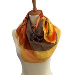 TRUSSARDI Womens Multicolor Lightweight Dog Theme Silk Printed Scarf Italy Made Orange Photo 8