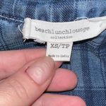 Beach Lunch Lounge Womens Blue Plaid Denim Chambray Roll Tab Sleeves Dress Sz XS Photo 3