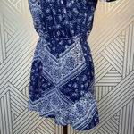 Tularosa  Romper‎ V-neck Short Sleeve Blue Bandana Print Ruffle Size Small Photo 8